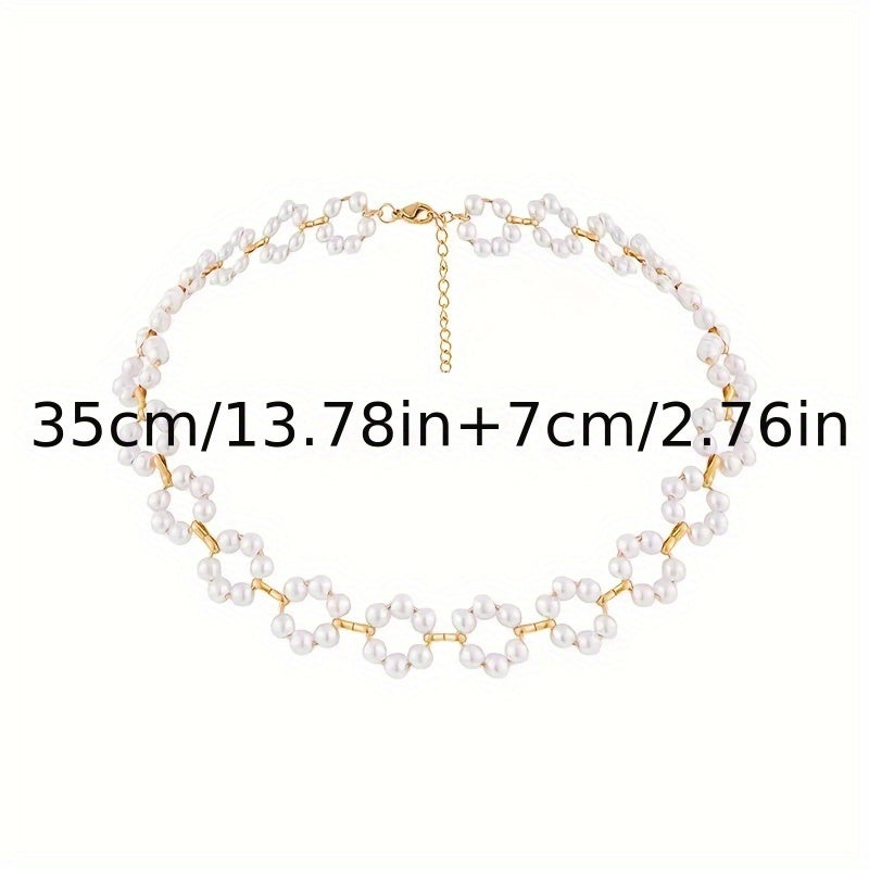 Elegant Pearl Flower Choker Necklace – Party & Vacation Jewelry for Women