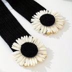 Simia Vacation Sunflower Elastic Belt – Woven Straw Waist Belt for Women