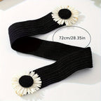 Simia Vacation Sunflower Elastic Belt – Woven Straw Waist Belt for Women