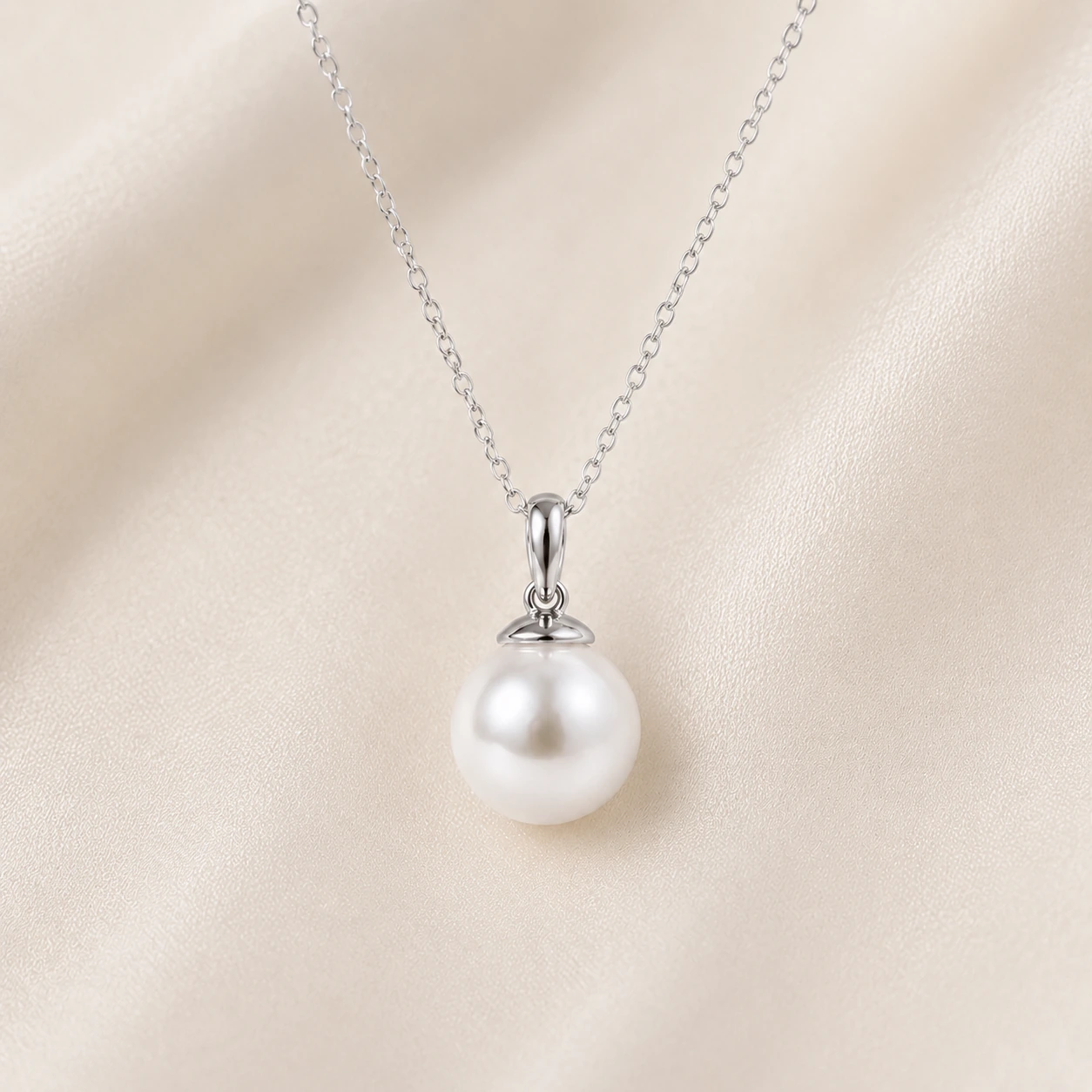 Silver finish pearl pendant necklace customization