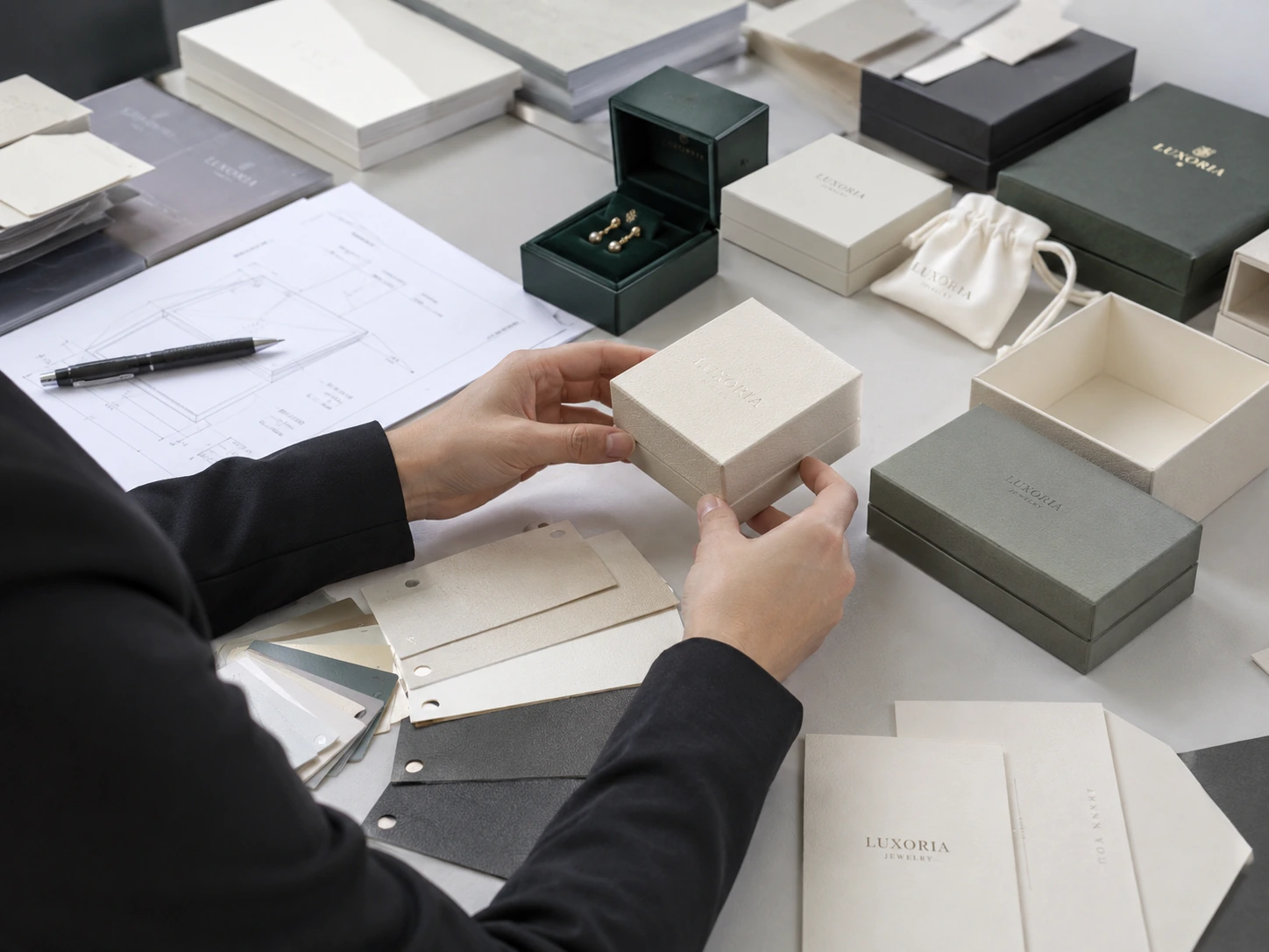 Jewelry packaging design and sampling process for custom logo packaging