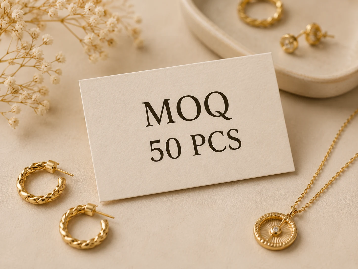 MOQ 50 pieces card with gold jewelry samples for jewelry manufacturing