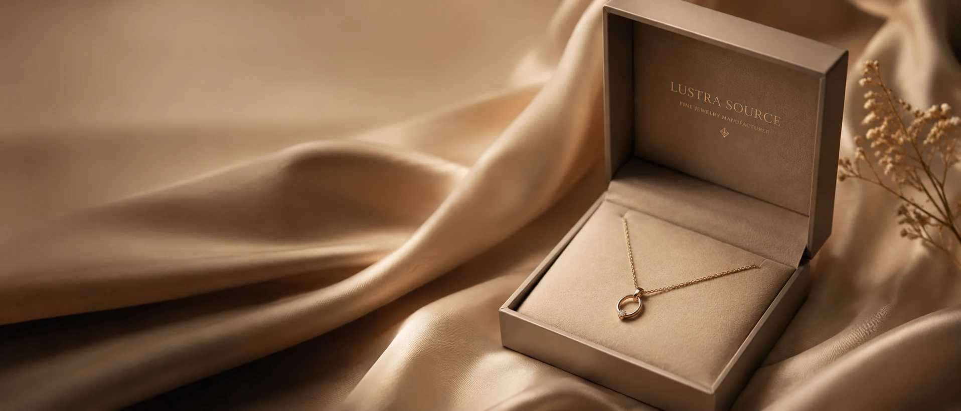 Luxury jewelry box with gold necklace for private label jewelry project