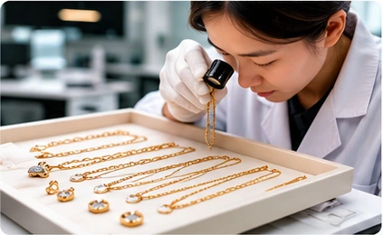 Material and component check for custom jewelry production