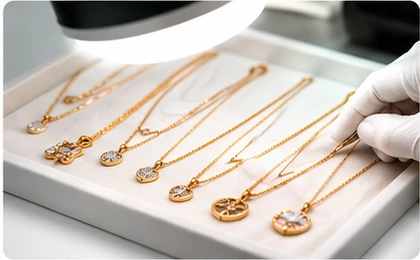 Necklace surface inspection before shipment