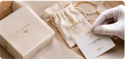 Private label jewelry packaging set with logo card pouch and box