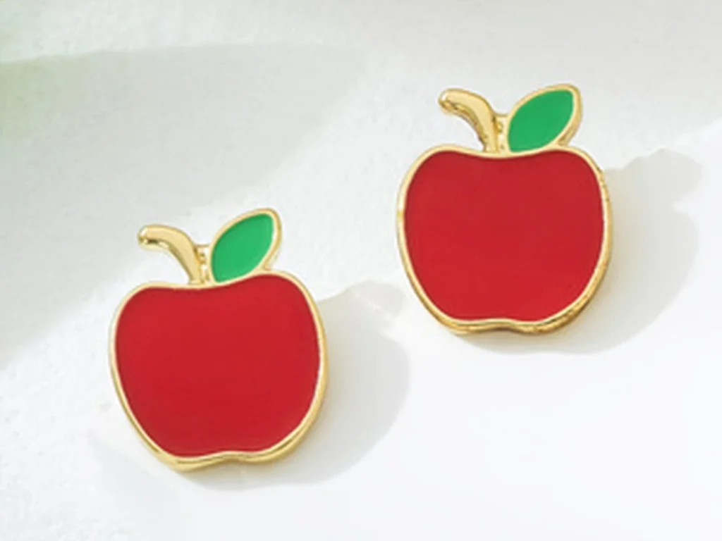 Red Apple Enamel Stud Earrings for private label collections