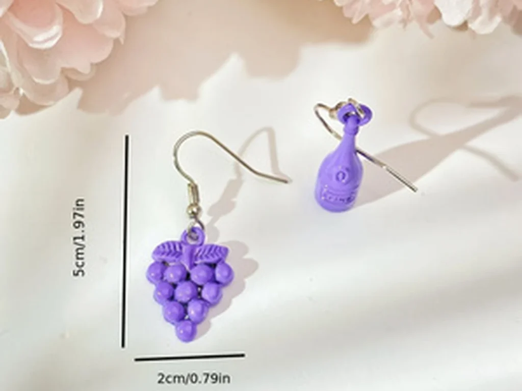 Grape and Wine Bottle Mismatched Drop Earrings for boutique jewelry assortments