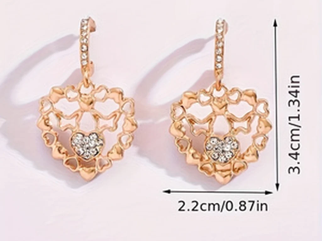 Gold-Tone Openwork Heart Drop Earrings product structure detail