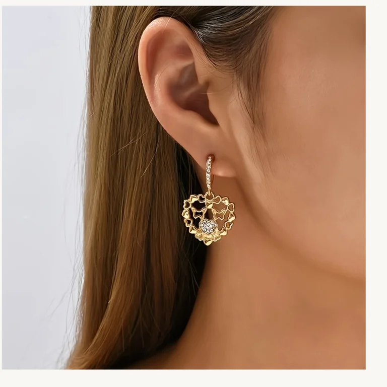 Gold-Tone Openwork Heart Drop Earrings shown in main product view