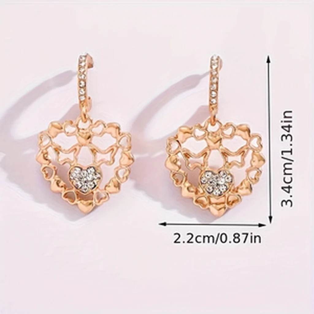 Gold-Tone Openwork Heart Drop Earrings detail view