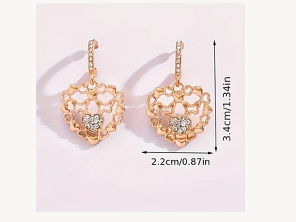 Gold-Tone Openwork Heart Drop Earrings size reference