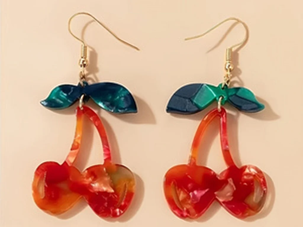 Resin Cherry Drop Earrings product structure detail