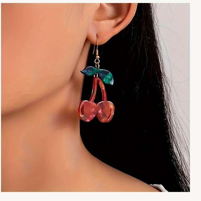 Resin Cherry Drop Earrings shown in main product view