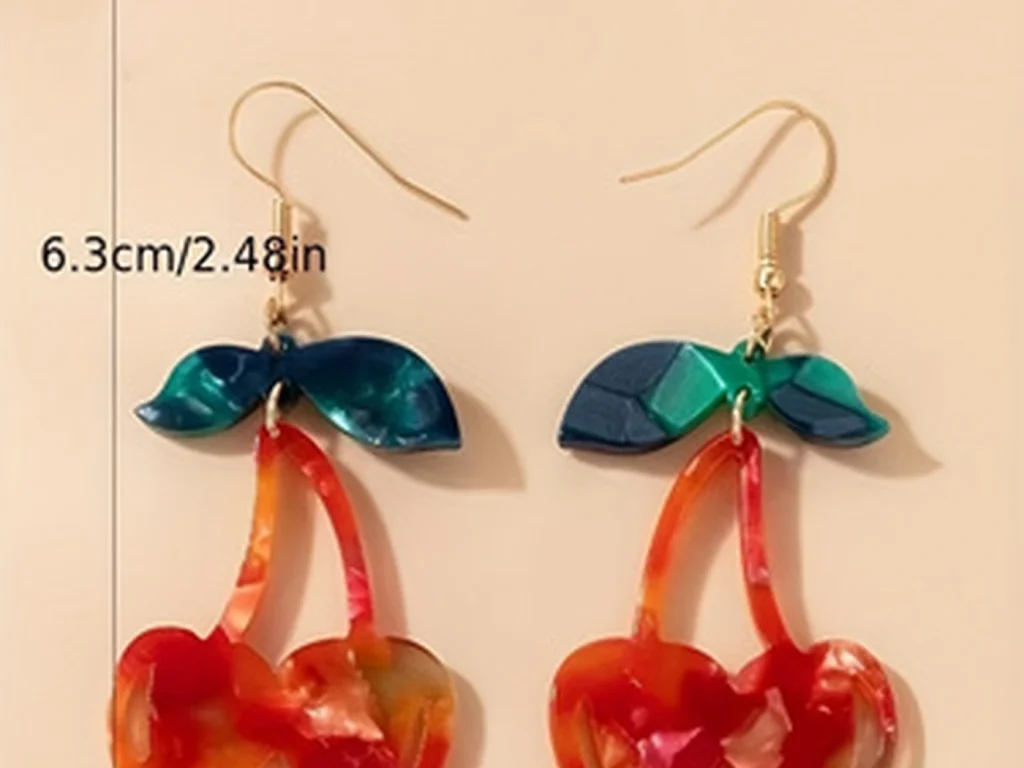 Resin Cherry Drop Earrings showing the main design structure
