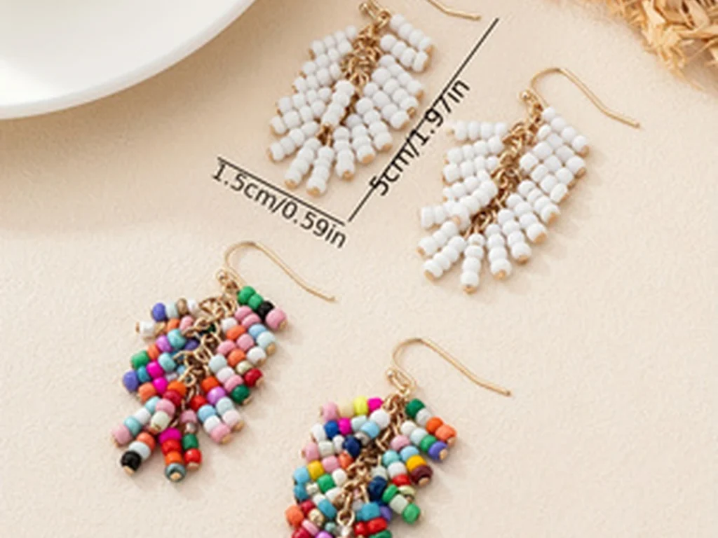 Beaded Tassel Drop Earrings product structure detail