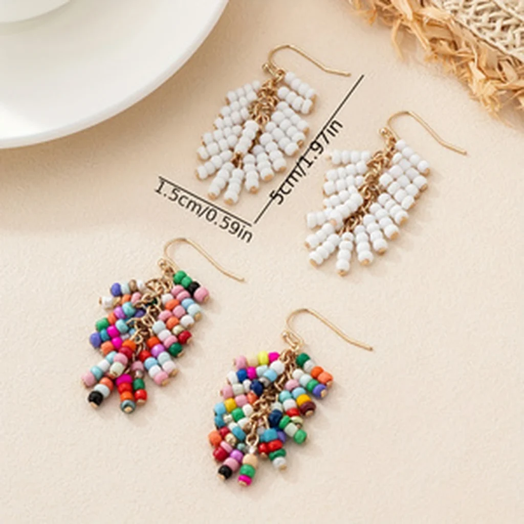 Beaded Tassel Drop Earrings detail view
