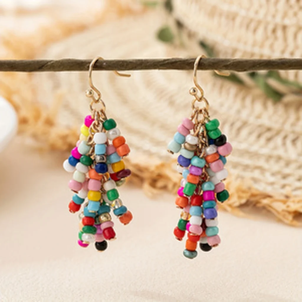 Beaded Tassel Drop Earrings additional product view