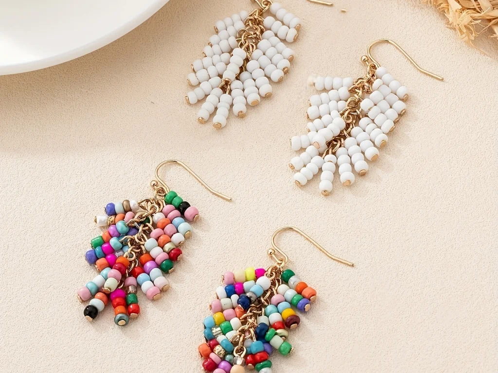Beaded Tassel Drop Earrings showing the main design structure