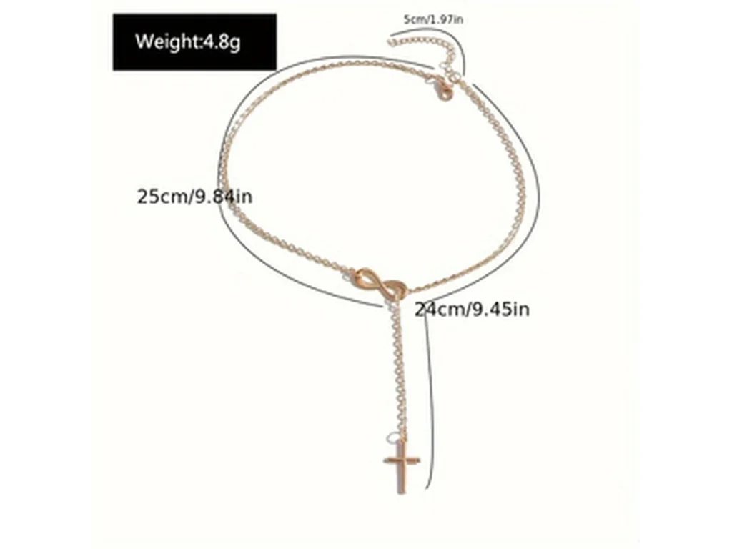 Infinity cross necklace size guide and weight reference