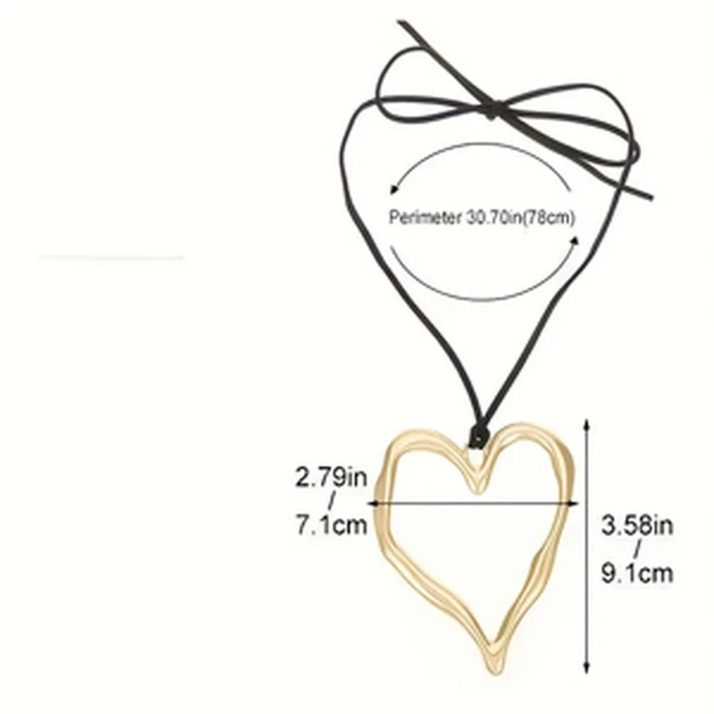 Gold-tone heart necklace size guide