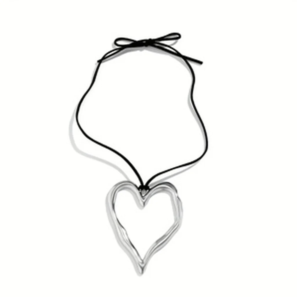 Silver-tone heart pendant necklace full product view