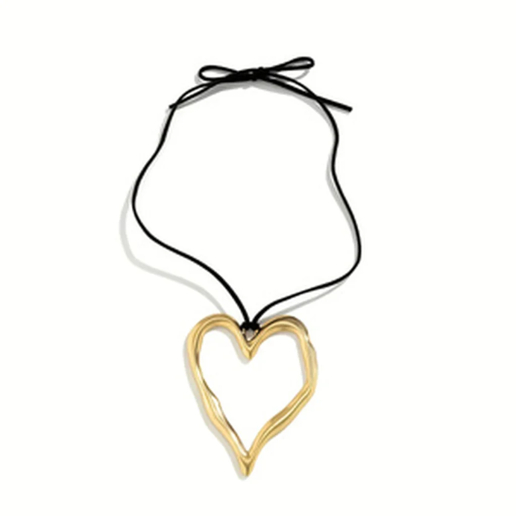 Gold-tone heart pendant necklace full product view