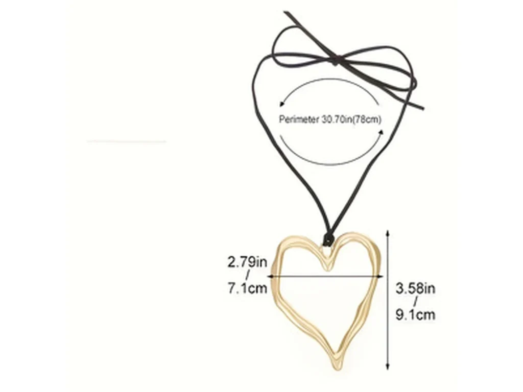 Oversized heart pendant necklace size guide