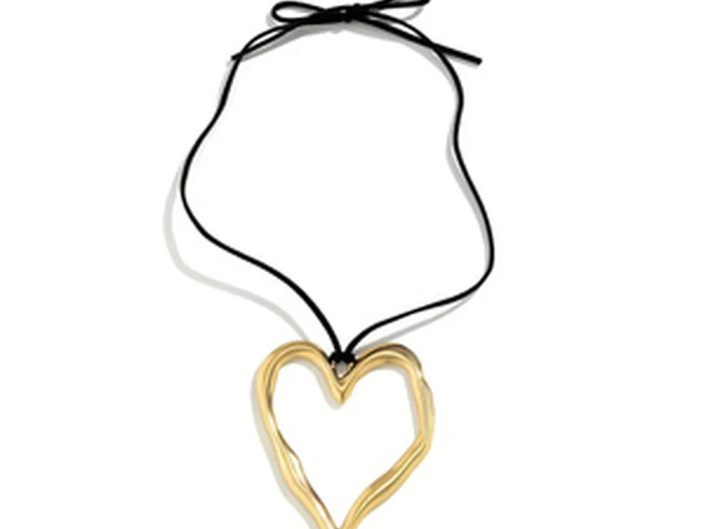 Gold-tone heart pendant necklace front view