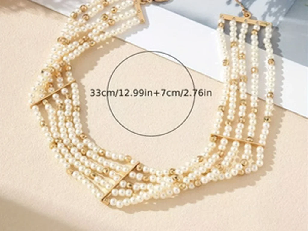 Pearl multi-strand choker necklace size guide
