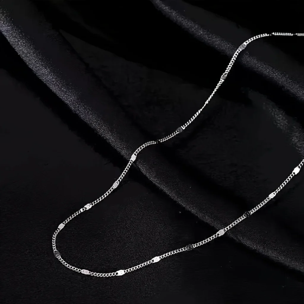 Silver-tone station chain necklace flat product view