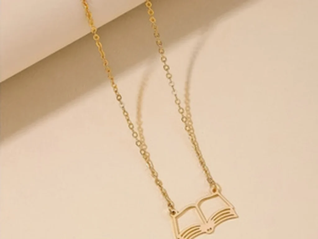 Open book pendant necklace structure detail reference