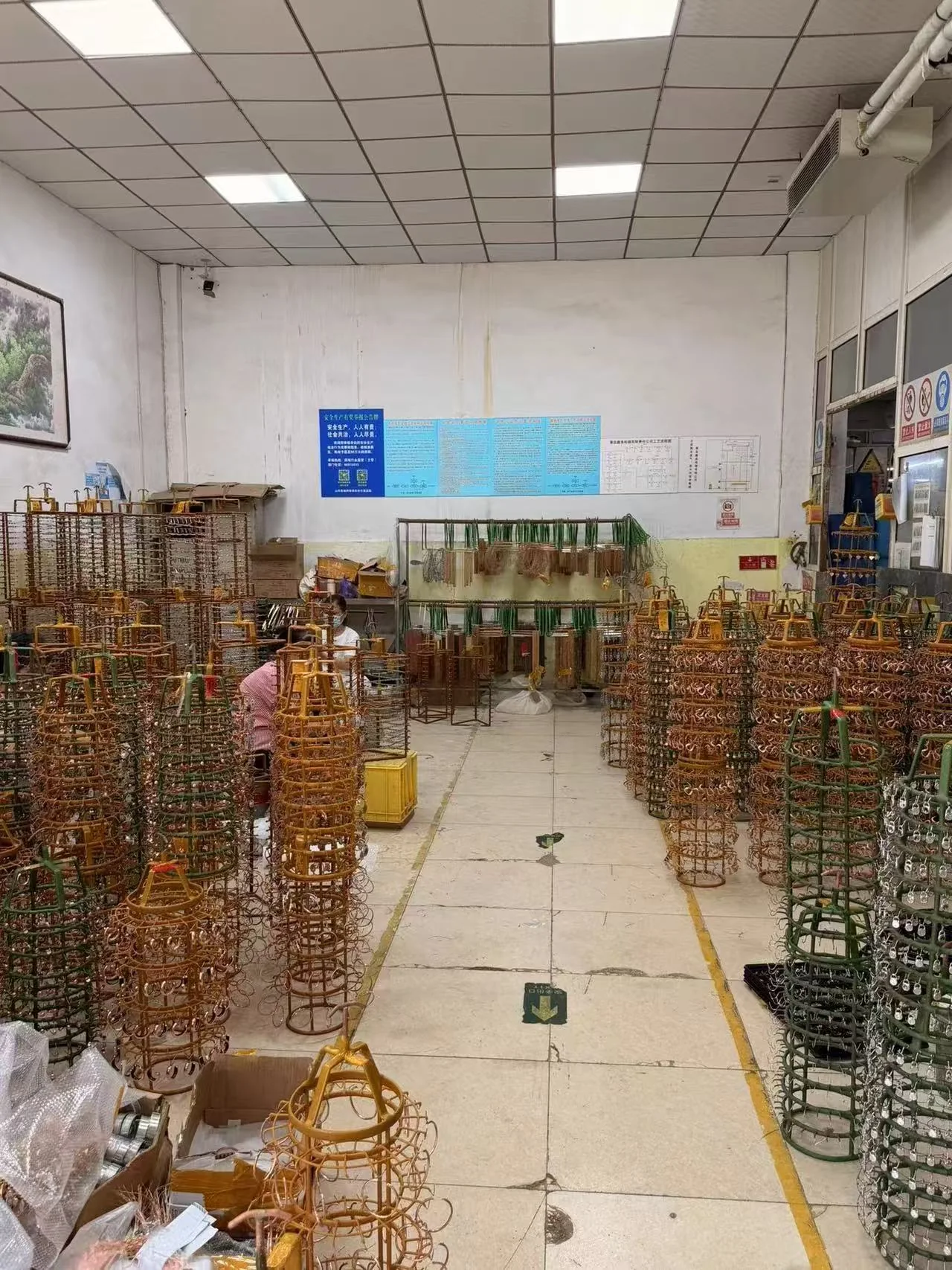 Bulk jewelry parts on production racks for manufacturing