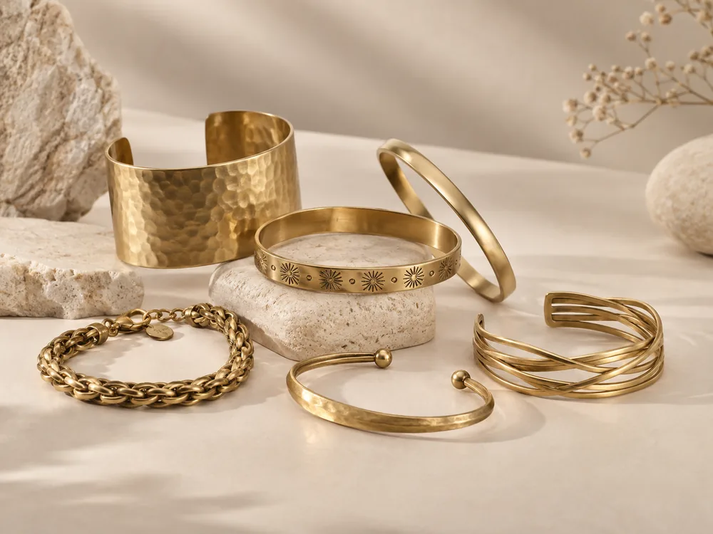 Custom brass bracelets, bangles and cuffs