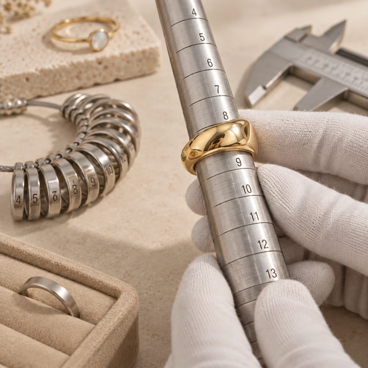 Ring size and dimension check for custom production