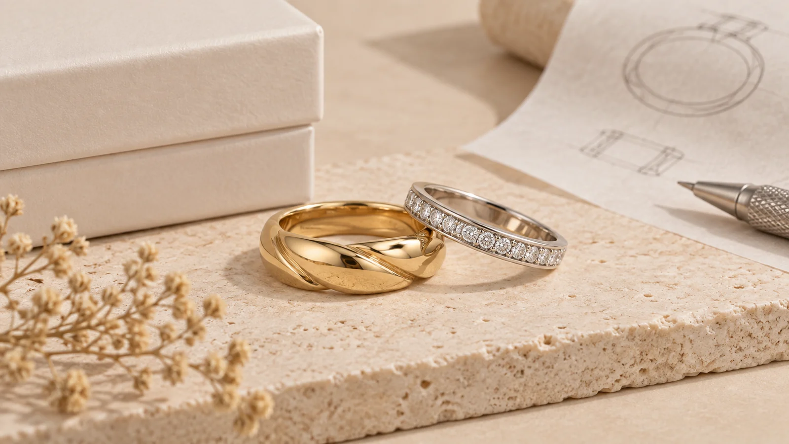 Custom ring samples and design reference for a B2B jewelry project