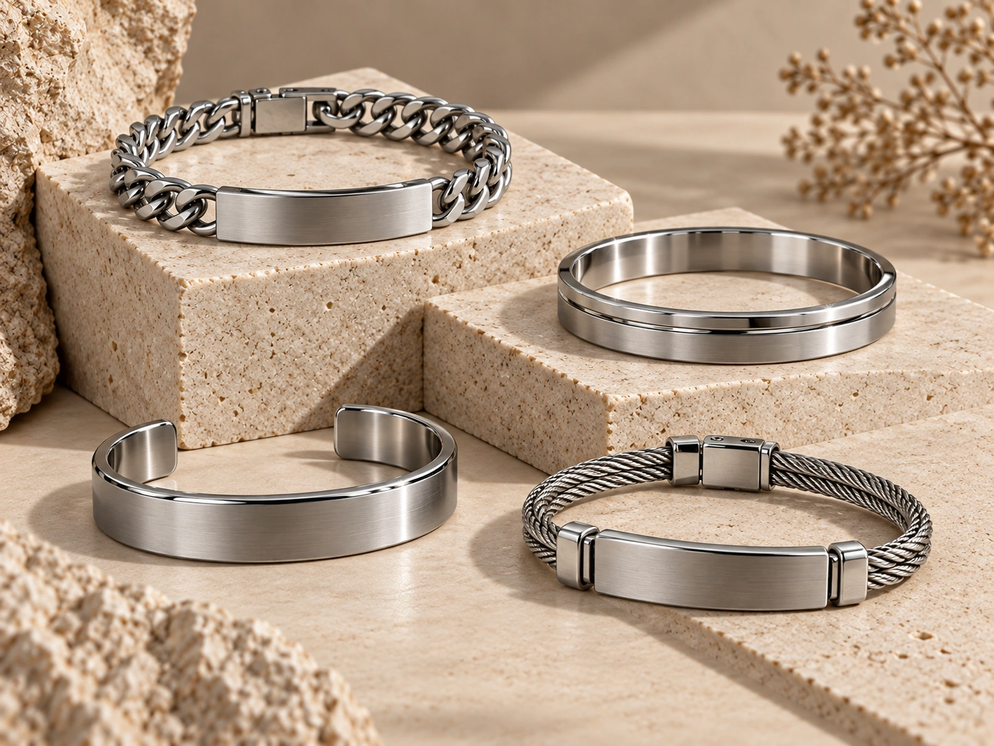 Custom stainless steel bracelets, bangles and cuffs