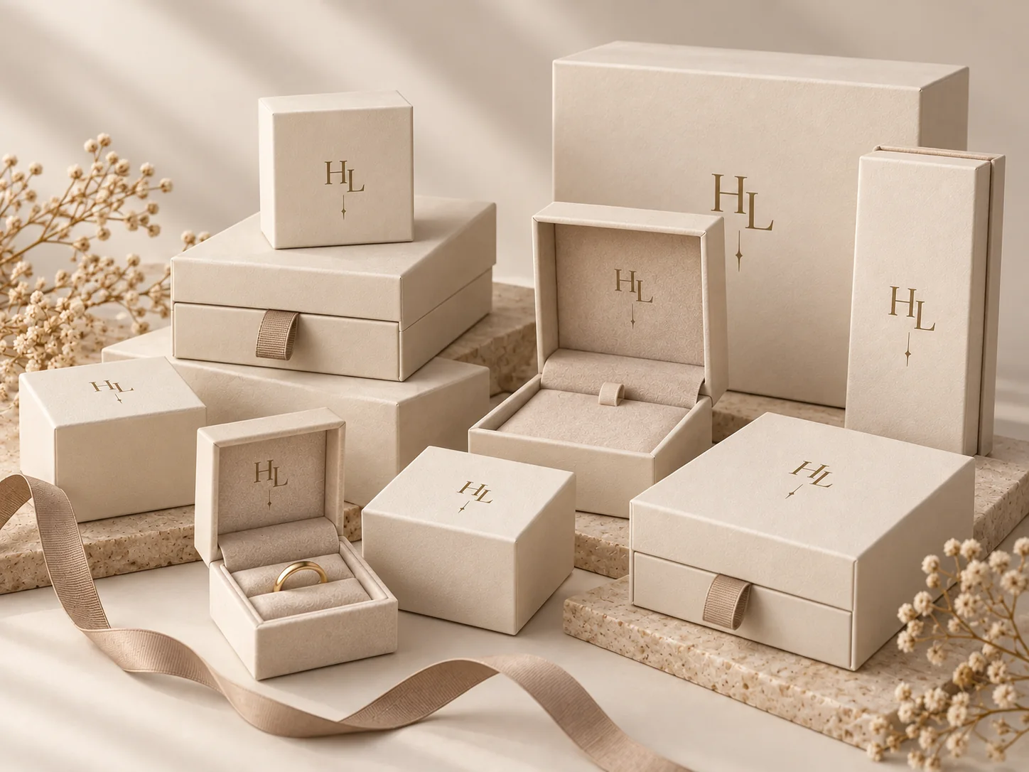 Boîtes à bijoux personnalisées avec logo pour bagues, colliers, bracelets et boucles d'oreilles