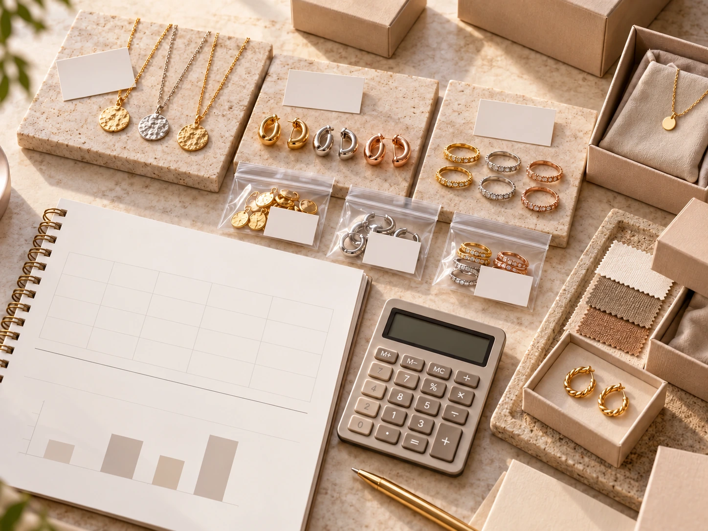 Illustrative jewelry collection and first order budget planning