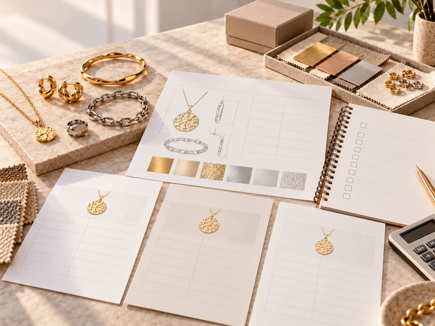 Illustrative comparison of custom jewelry manufacturing quotations and specifications