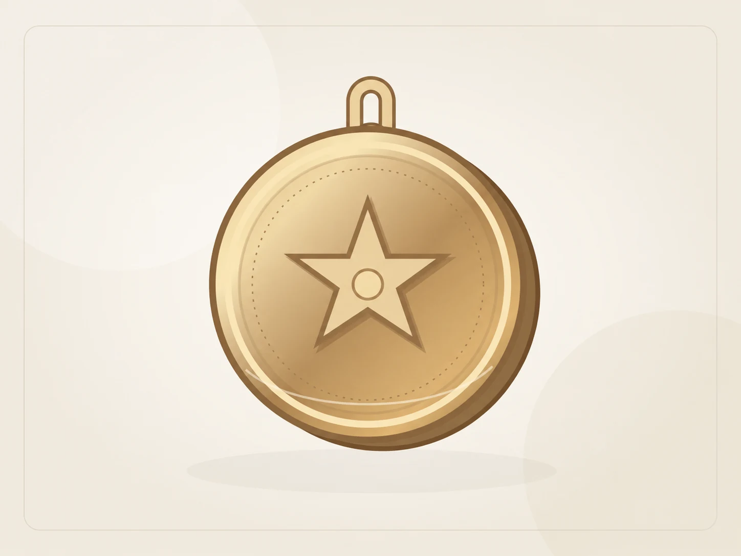 Round gold-tone medallion pendant with a raised star and rim