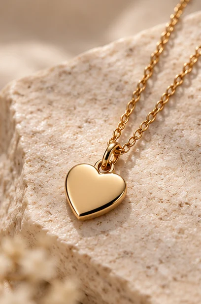 Illustrative heart-pendant necklace concept for branded design exploration
