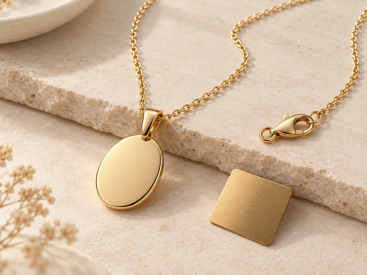 AI illustration of a necklace chain, pendant and clasp for color coordination