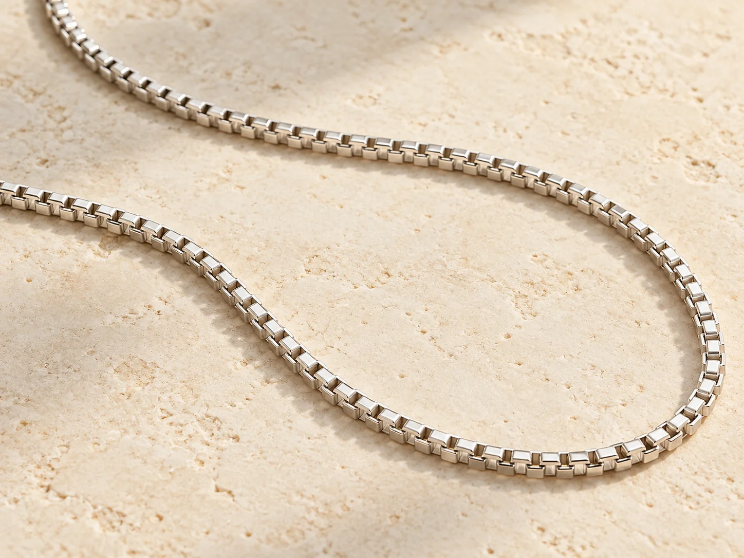 Silver-tone box chain with compact square links