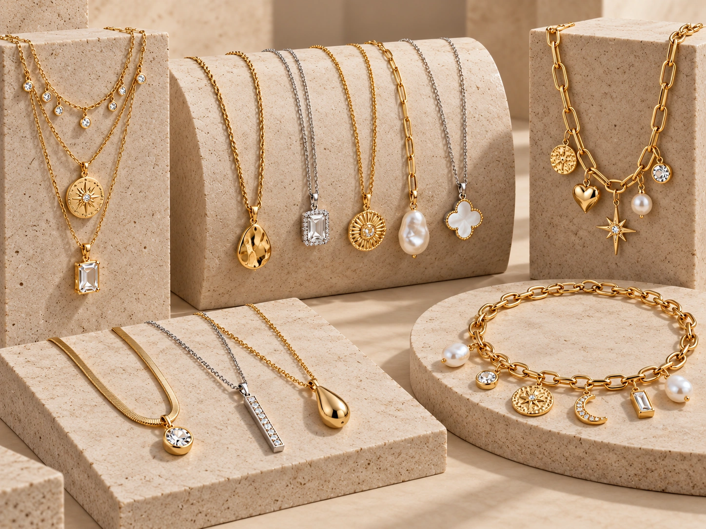Wholesale necklaces and pendants in multiple commercial jewelry styles