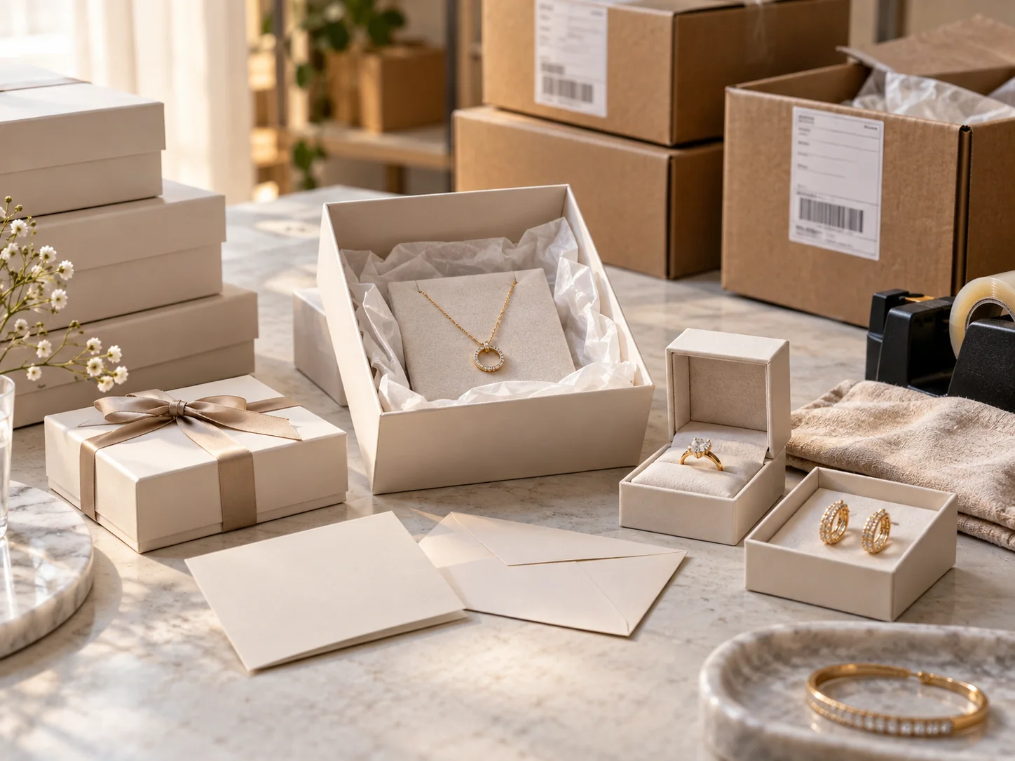 Private label jewelry prepared for international shipping